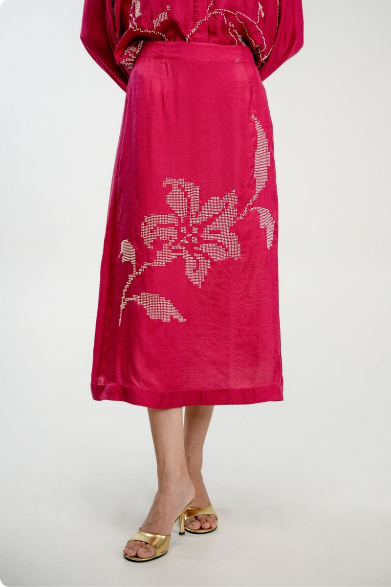 Yours Again Skirt mulberry silk skirt by Ode to Odd in pink for women Worldwide