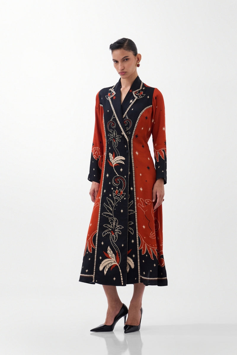 Willow Maxi-Nocturnal Jungle viscose dress by NOIB in multi-color for women Worldwide