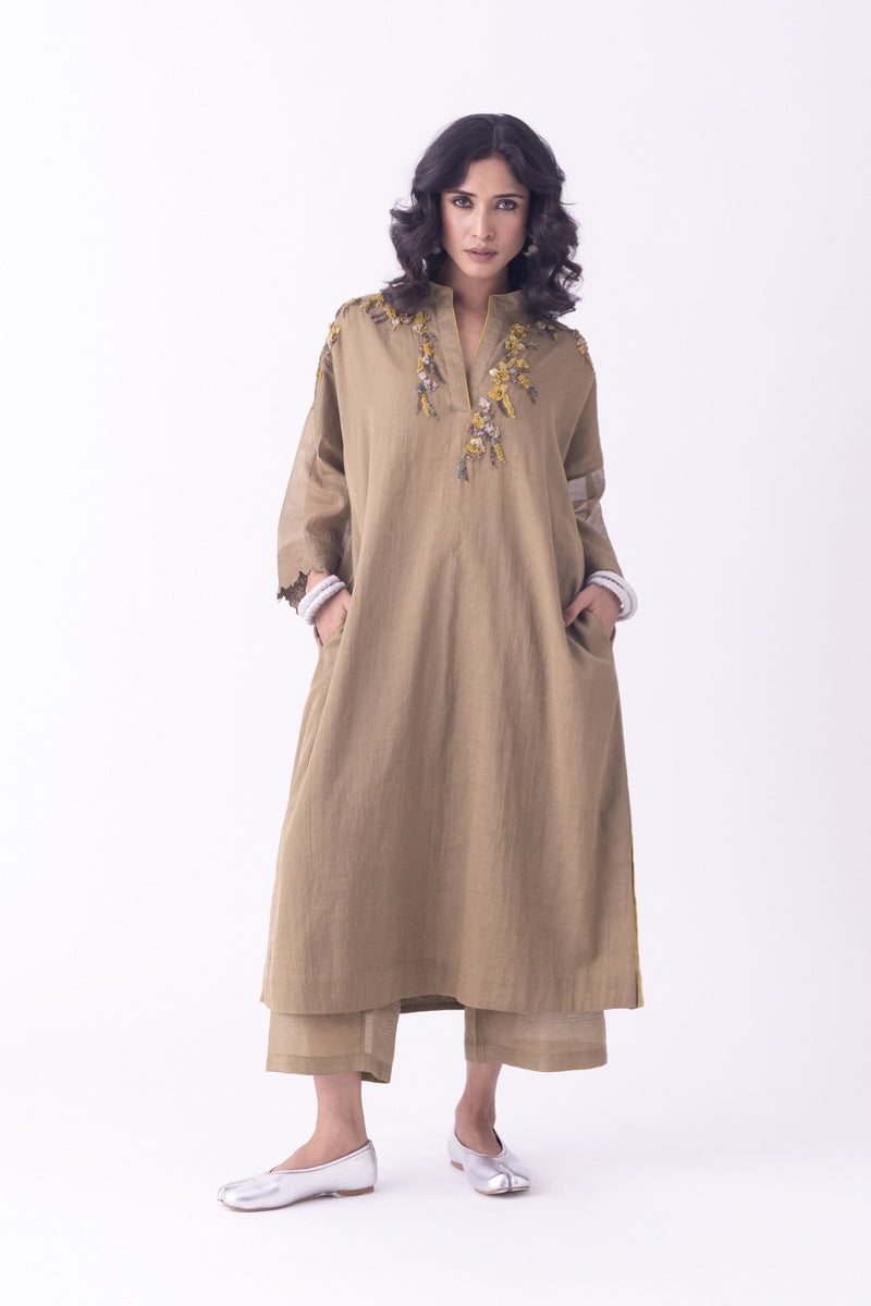 Kor-Kaftan tissue indo-western by Shades of India in grey for women Worldwide