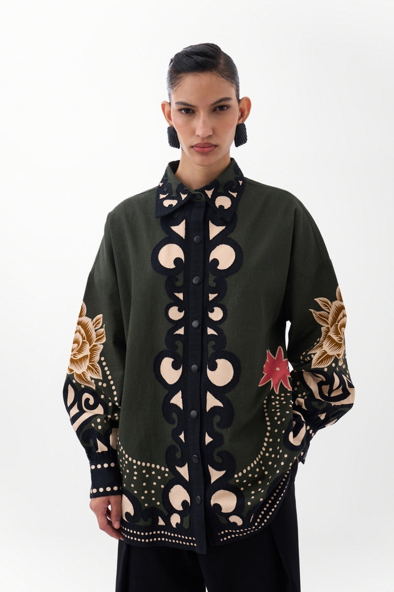 Xena Over-Shirt-Old Rose cotton Shirt by NOIB in multi-color for women Worldwide