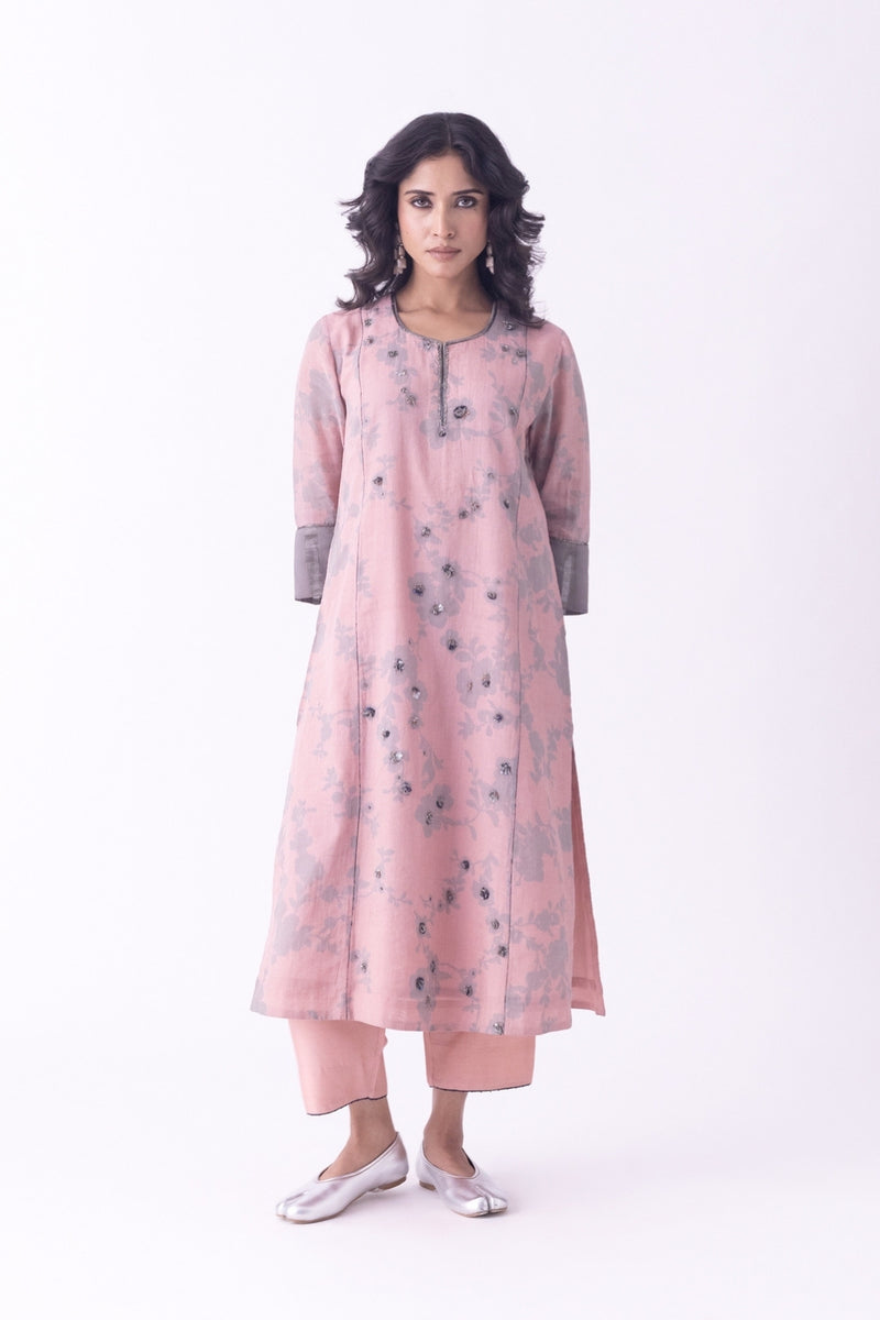 Ishira-Kurta tissue kurta/kurta set by Shades of India in beige for women Worldwide