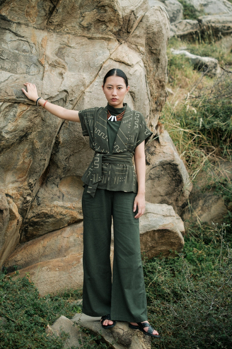 Berlin Shawl collar Top Crushed Cotton top/shirt by The Terra Tribe in black for women Worldwide