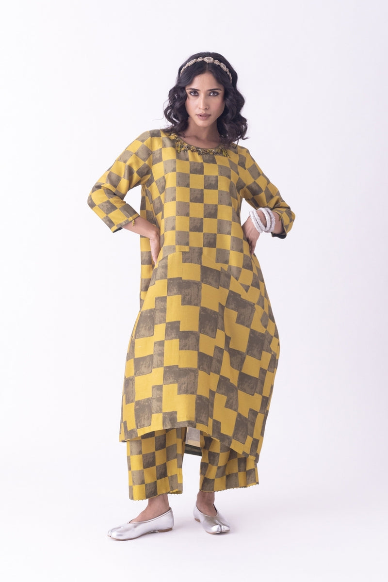 Haldi-Kaftan silk blend indo-western by Shades of India in musturd for women Worldwide