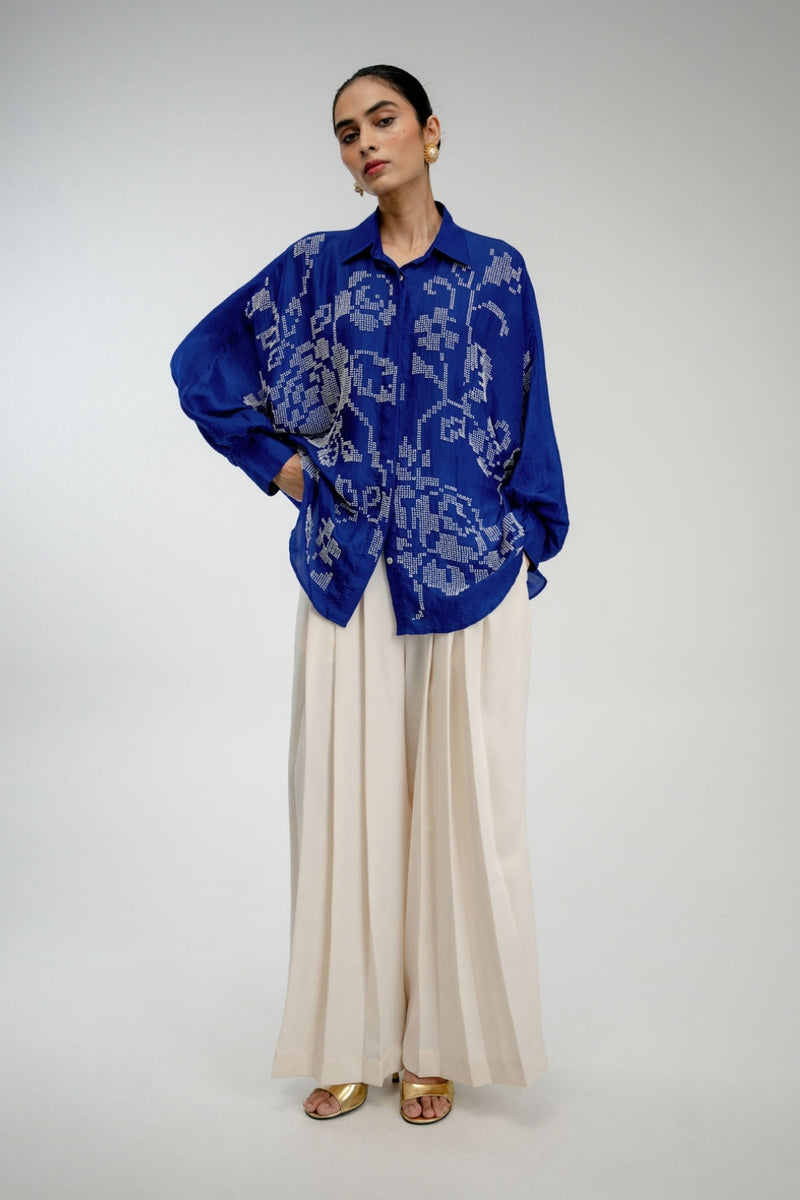 Old Charm Shirt mulberry silk top/shirt by Ode to Odd in blue for women Worldwide