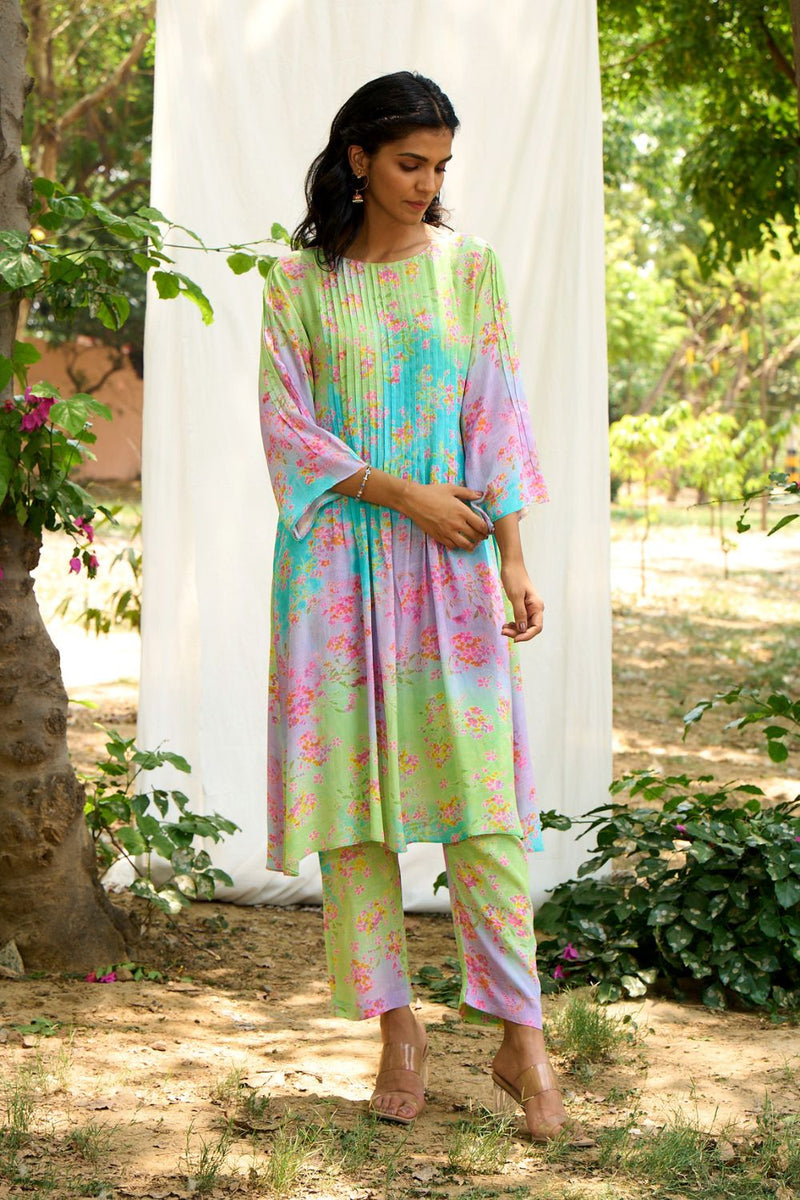Puffin Kurta Set silk by Priti Prashant in multi color for women Worldwide