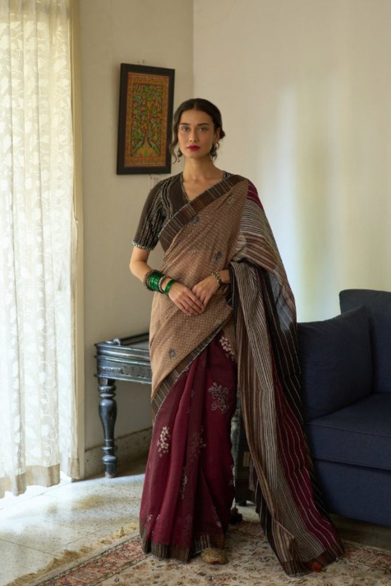 Malti Sari chanderi saree by SWATTI KAPOOR in multi-color for women Worldwide