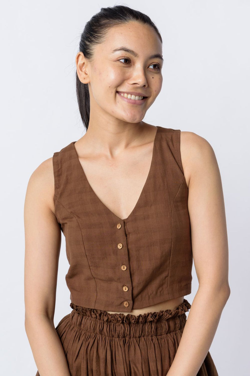 Antique brown blouse - Brown Top & Tunics,Blouses by World of Crow in brown color for women Worldwide