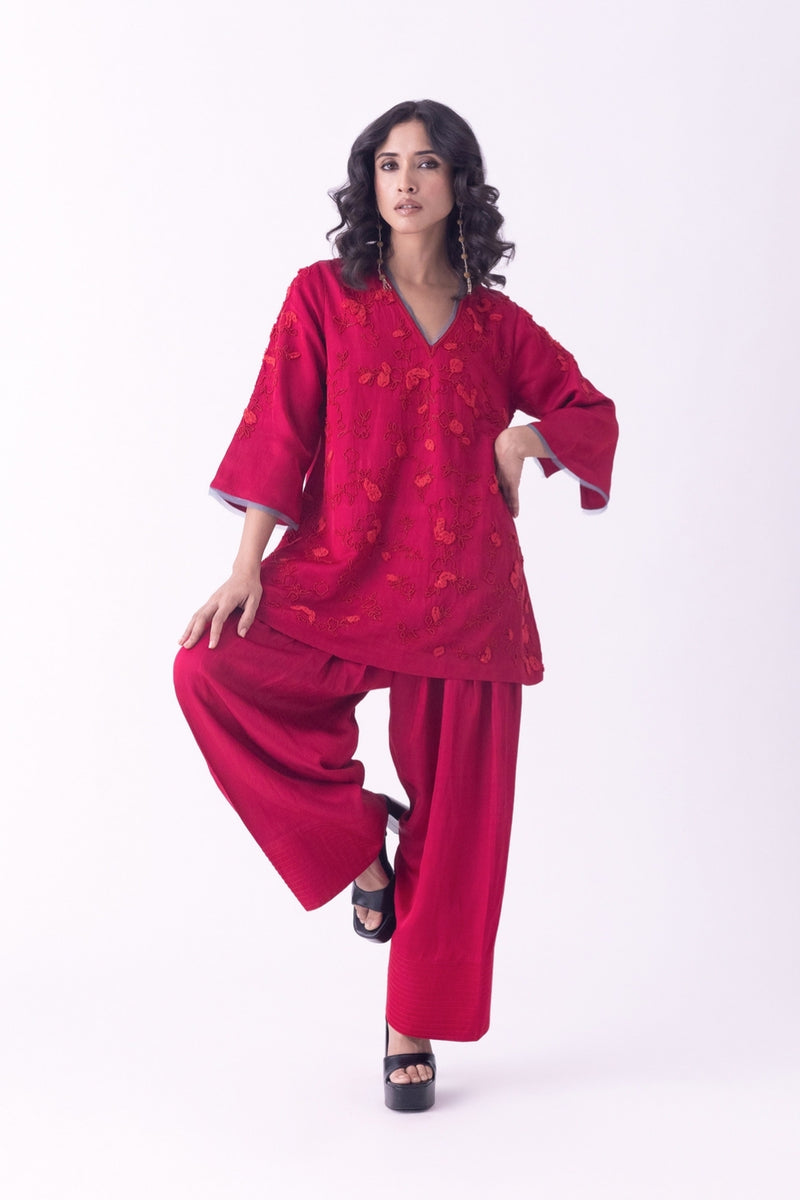 Eira-Kurti linen blend kurta/kurta set by Shades of India in pink for women Worldwide
