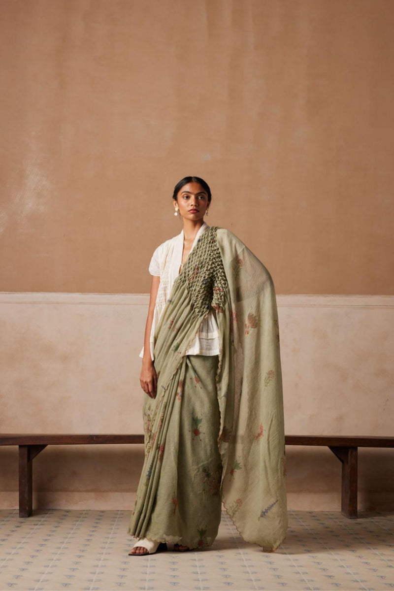 Smocked Saree-Fern cotton by CORD for women Worldwide