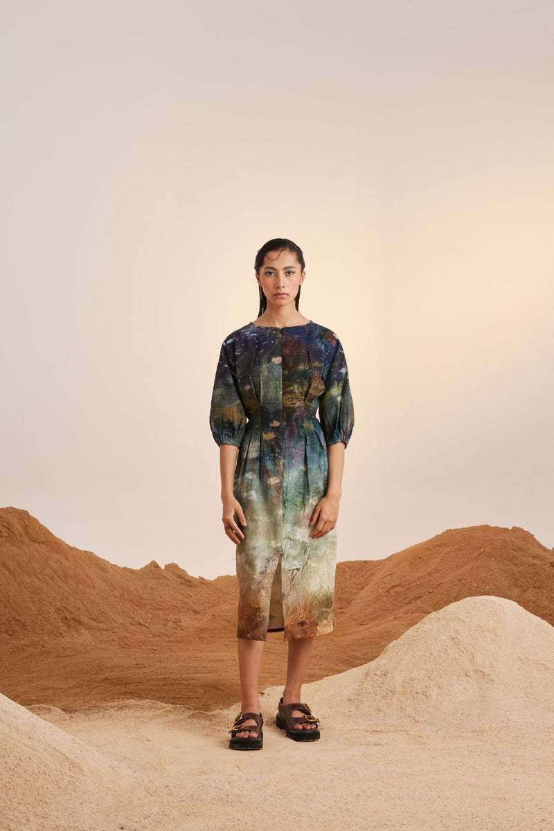 Shaft Dress-Underwater cotton Dress by CORD for women Worldwide