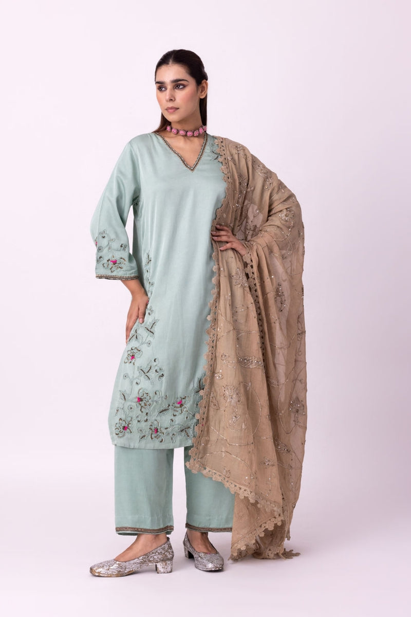Zubi Dupatta tissue dupatta by Shades of India in grey for women Worldwide