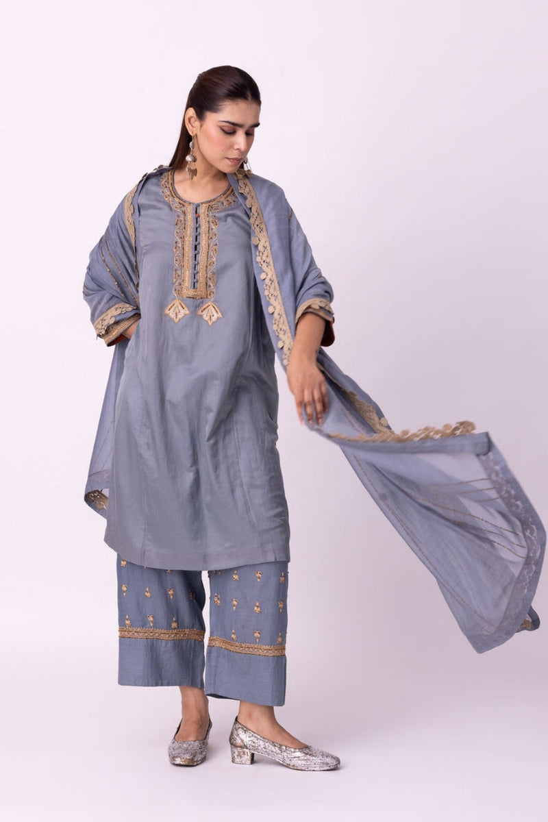 Amaal Dupatta chanderi weave dupatta by Shades of India in blue for women Worldwide