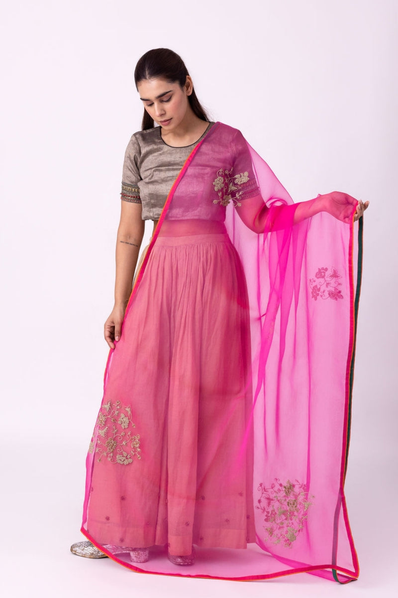 Baano Dupatta organza dupatta by Shades of India in rani pink for women Worldwide