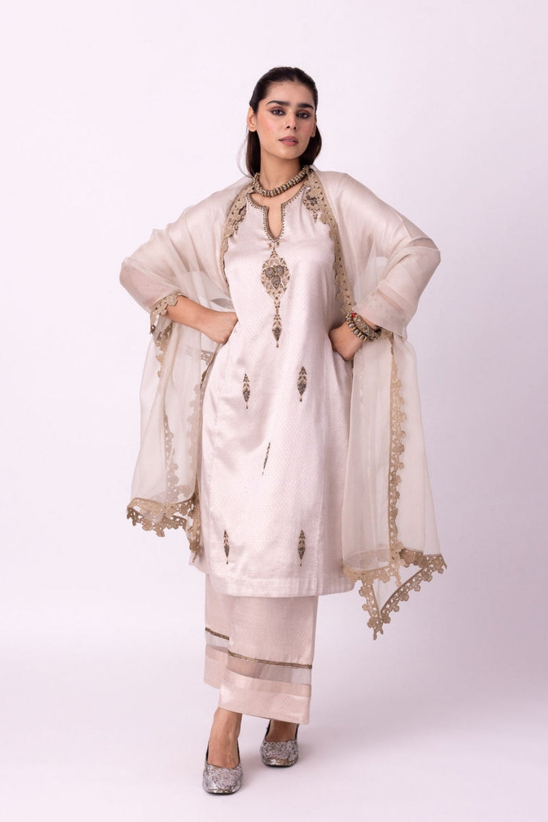Kavan Dupatta organza dupatta by Shades of India in beige for women Worldwide
