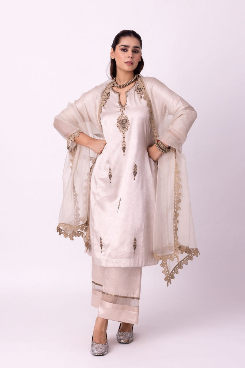 Kavan Dupatta organza dupatta by Shades of India in beige for women Worldwide