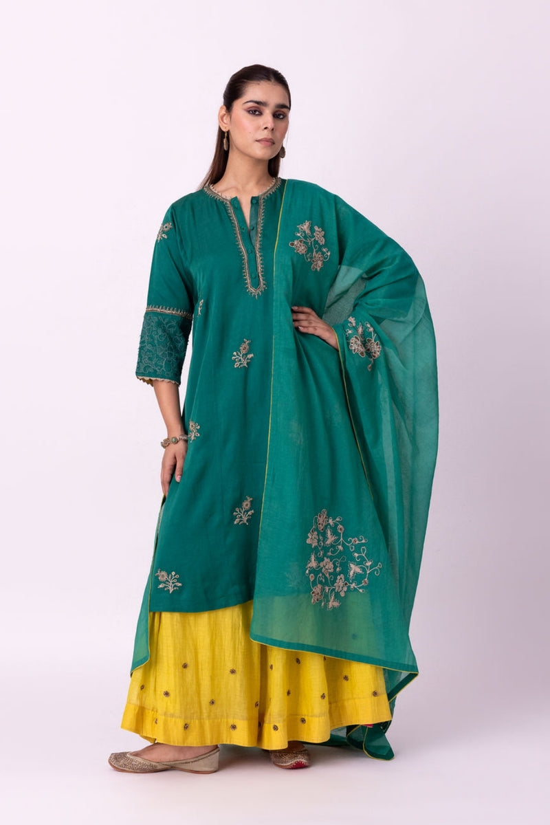 Baani Dupatta chanderi weave dupatta by Shades of India in green for women Worldwide