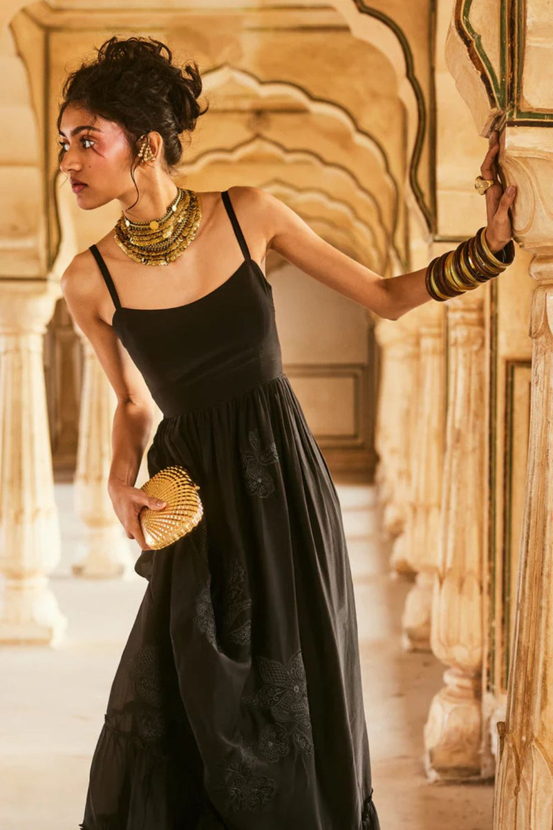 PH-2305 Maxi-Black organza by Paulmi & Harsh in black color for women Worldwide
