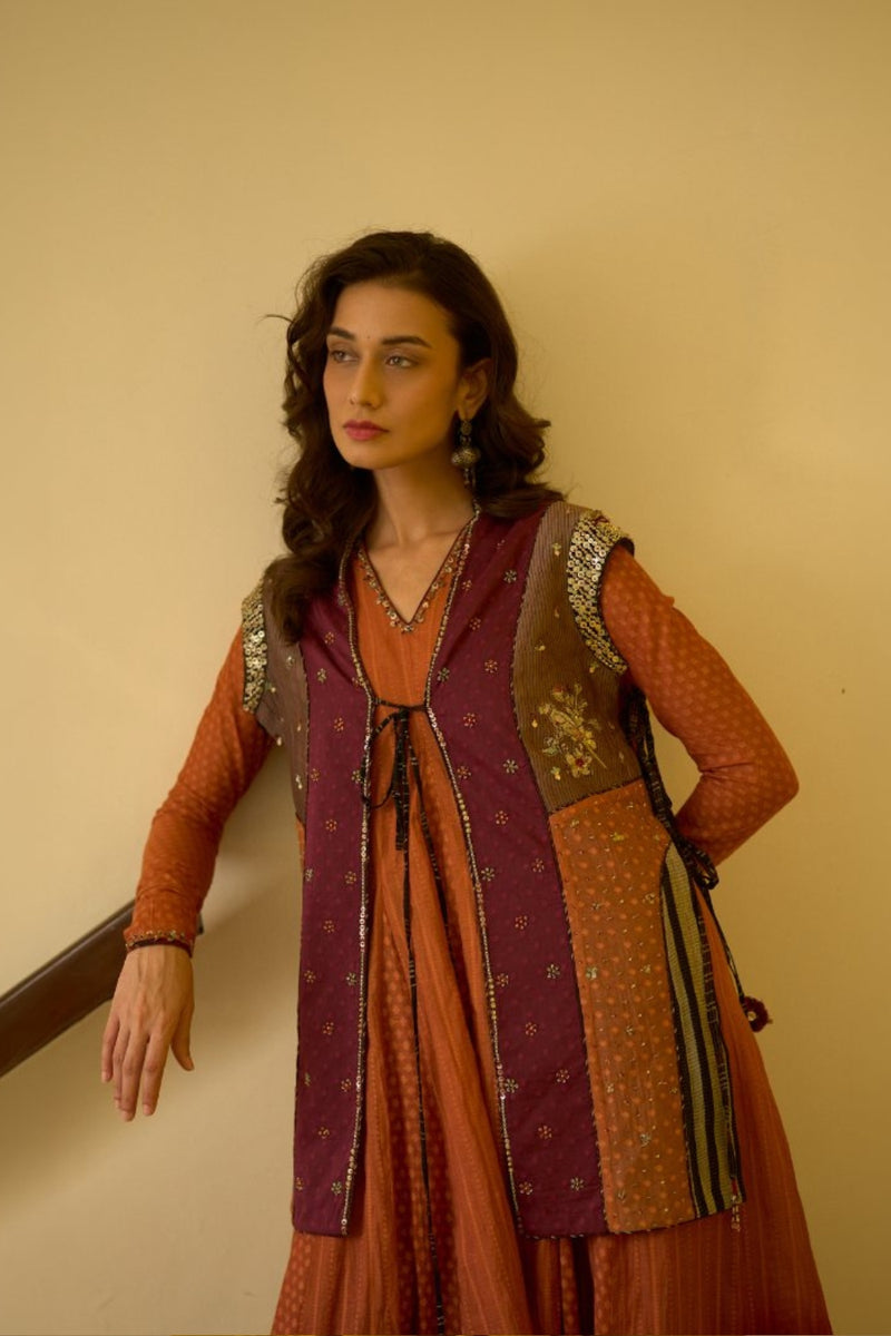Usha Gilet chanderi indo-western by SWATTI KAPOOR in multi-color for women Worldwide