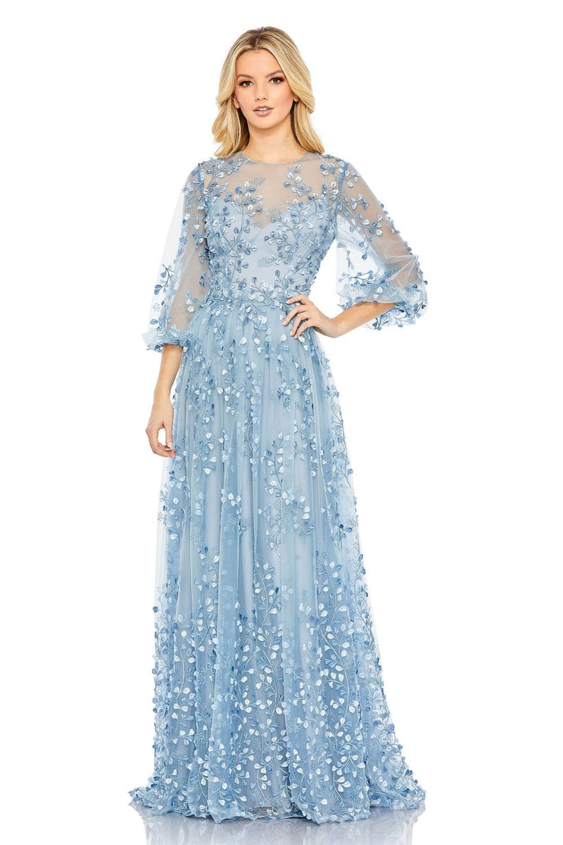 MD-79399 Ice Blue Flared Gown-Blue by Mac Duggal in blue color for women Worldwide