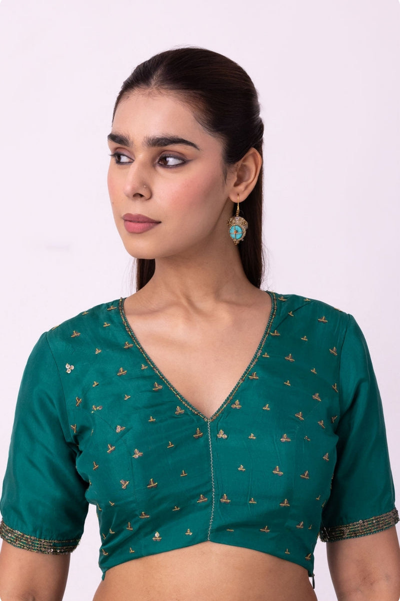 Maira Blouse silk blouse by Shades of India in green for women Worldwide