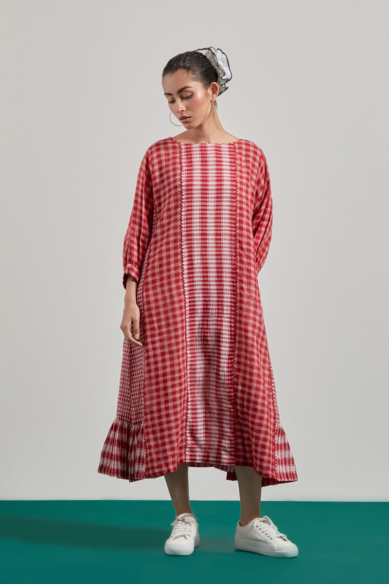 Elysian Red Dress gamcha dress by 145 East in red for women Worldwide
