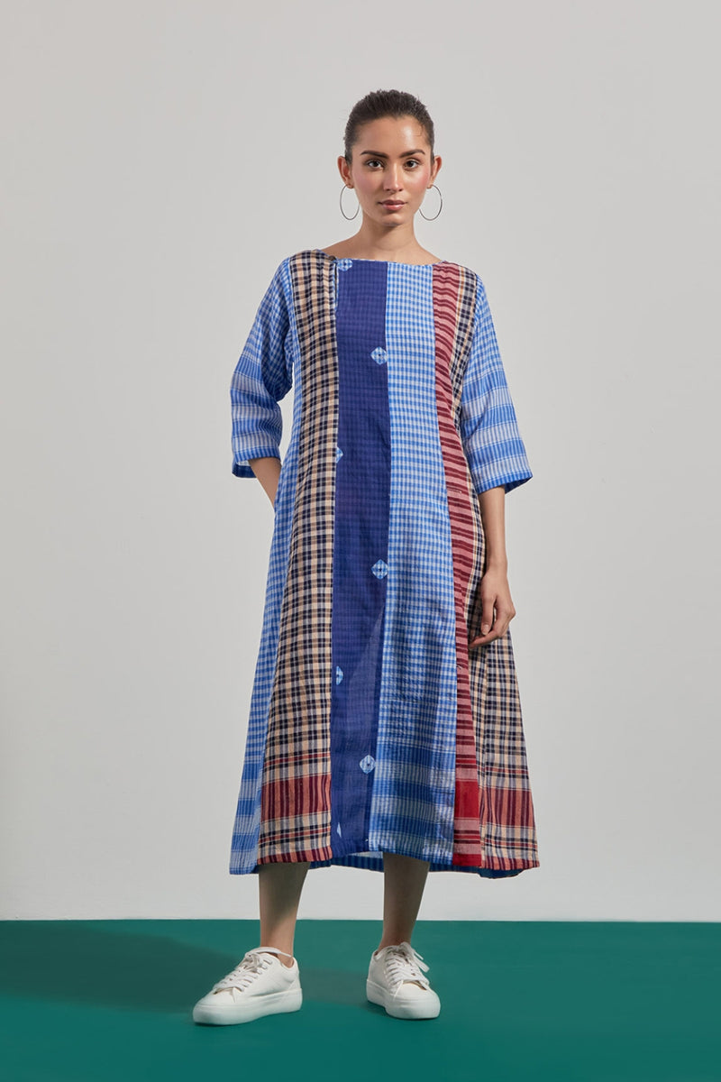 The Sarus Dress gamcha dress by 145 East in blue for women Worldwide