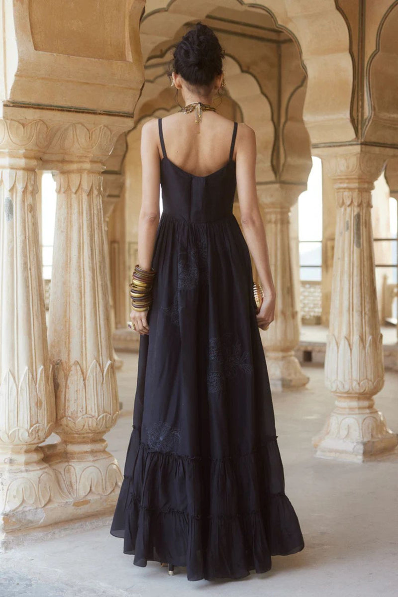 PH-2305 Maxi-Black organza by Paulmi & Harsh in black color for women Worldwide