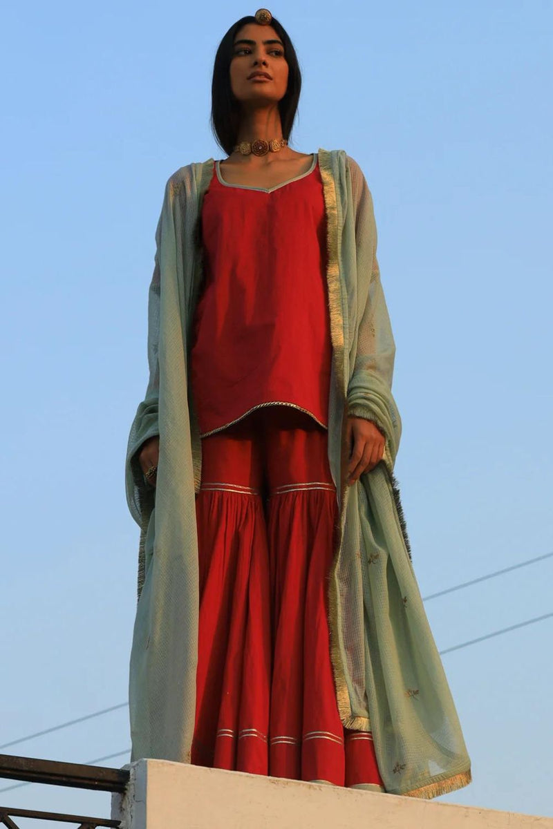 Khwaab sharara set cotton Kurta/Kurta Sets by Khara Kapas for women Worldwide