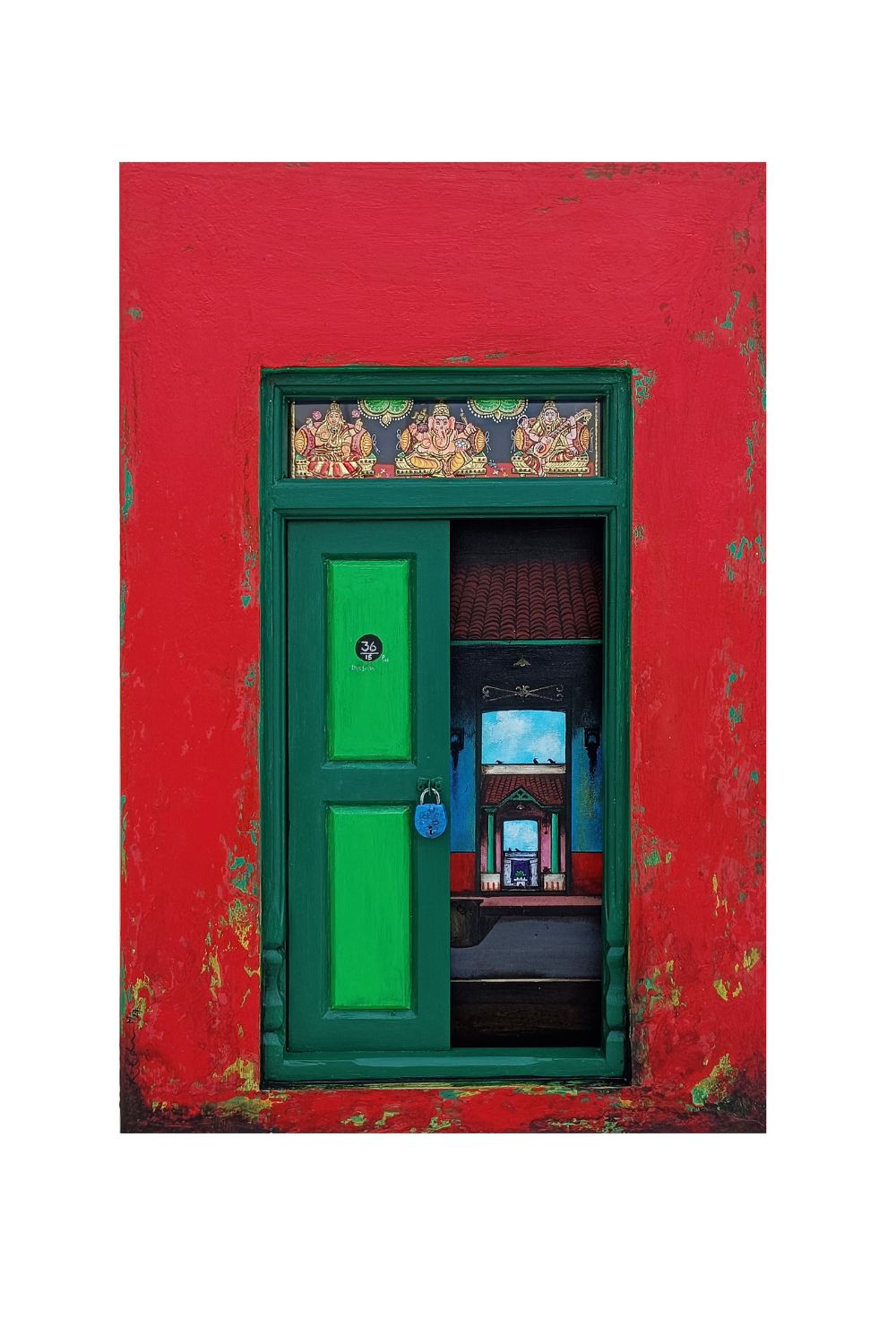 AAF24KR-11 Red Wooden Door