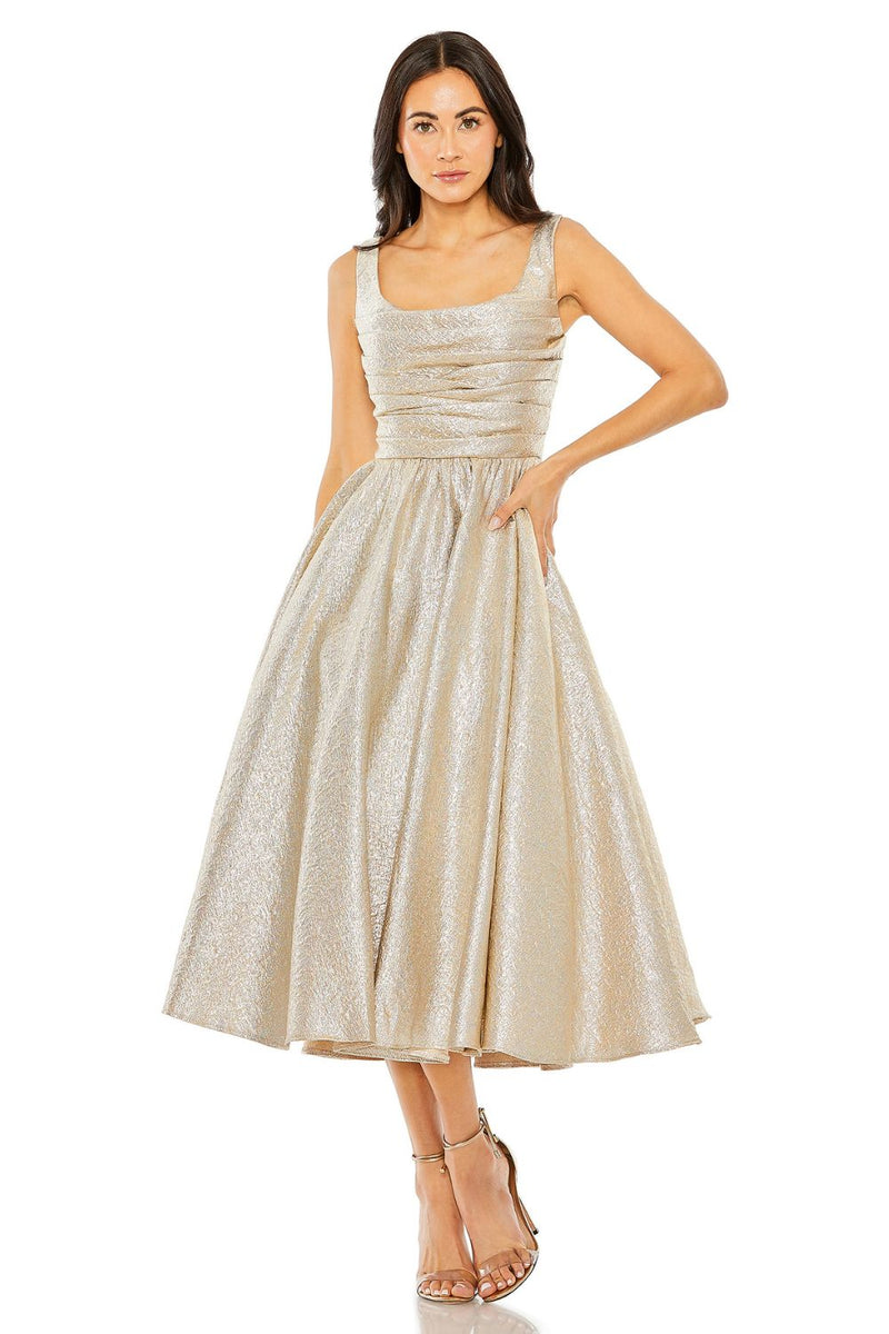 MD-68350 Shimmer Middi Dress-Gold by Mac Duggal in gold color for women Worldwide