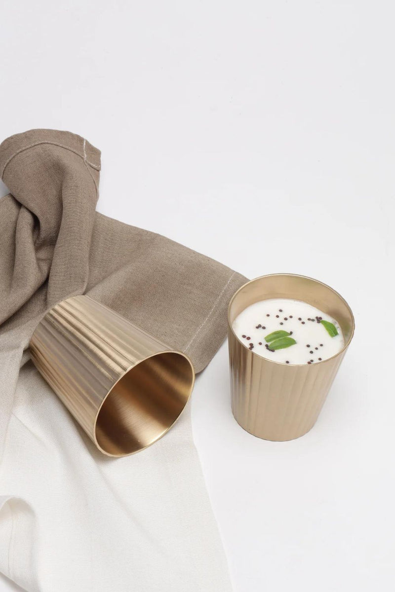 Avisa Brass Tumblers- Set of 2 linen by Gado Living for Worldwide