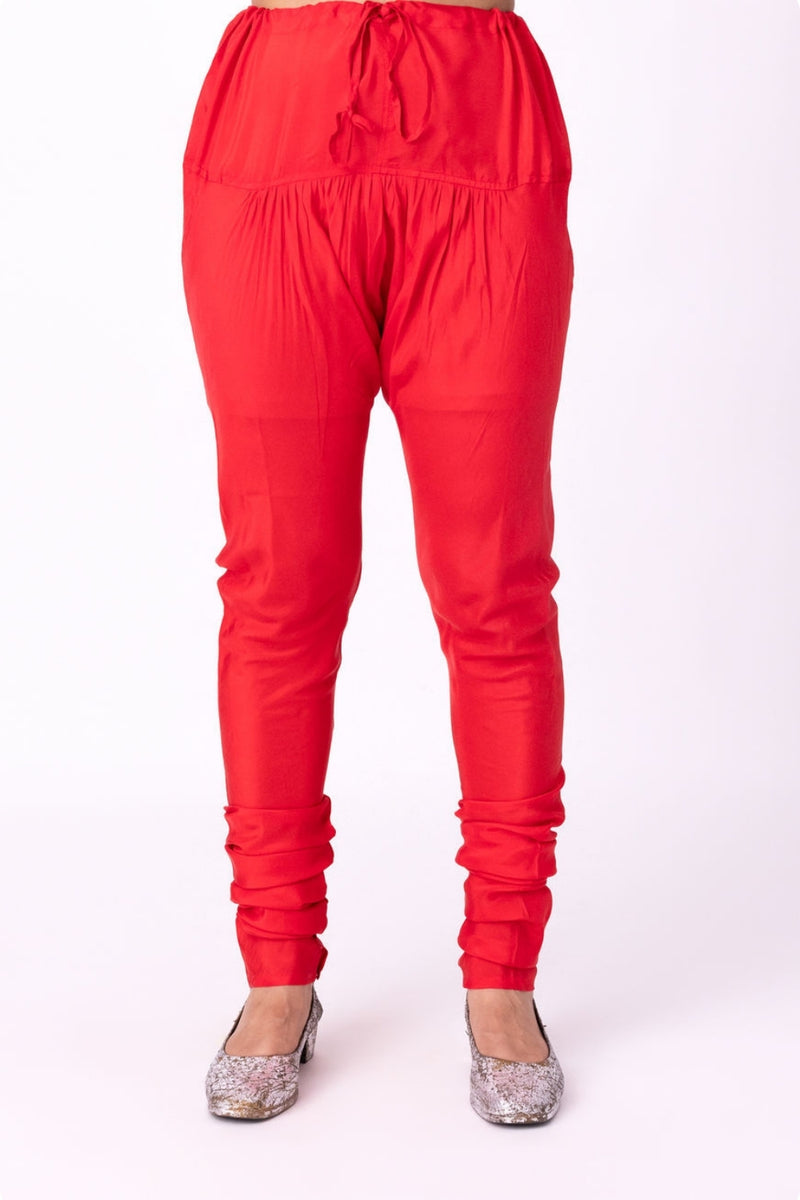 Chunat Churidaar silk pyjama/salwar by Shades of India in red for women Worldwide
