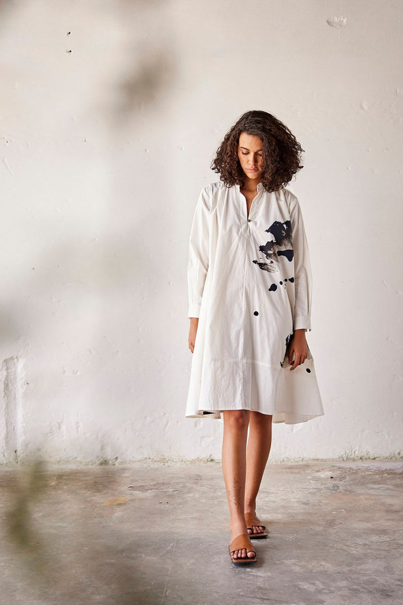 Silver Lining Dress poplin Dress by Khara Kapas in white for women Worldwide