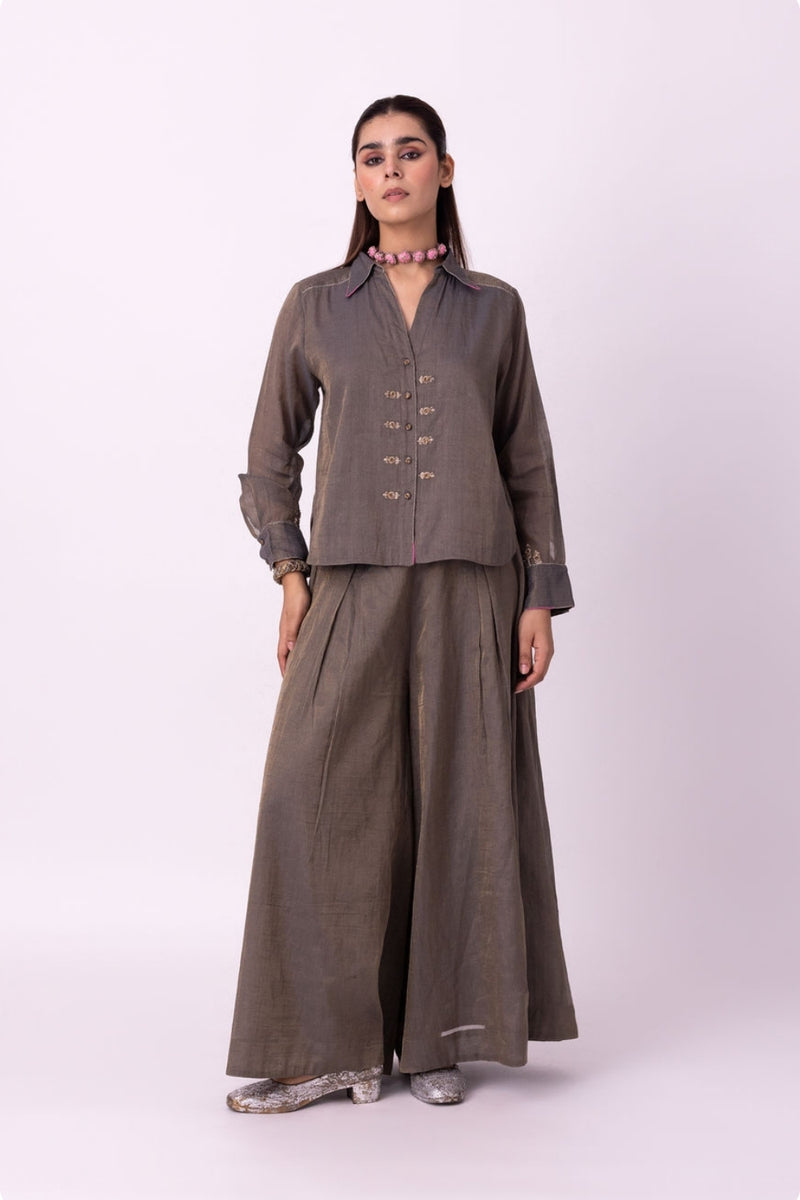 Asni Shirt tissue indo-western by Shades of India in blue for women Worldwide