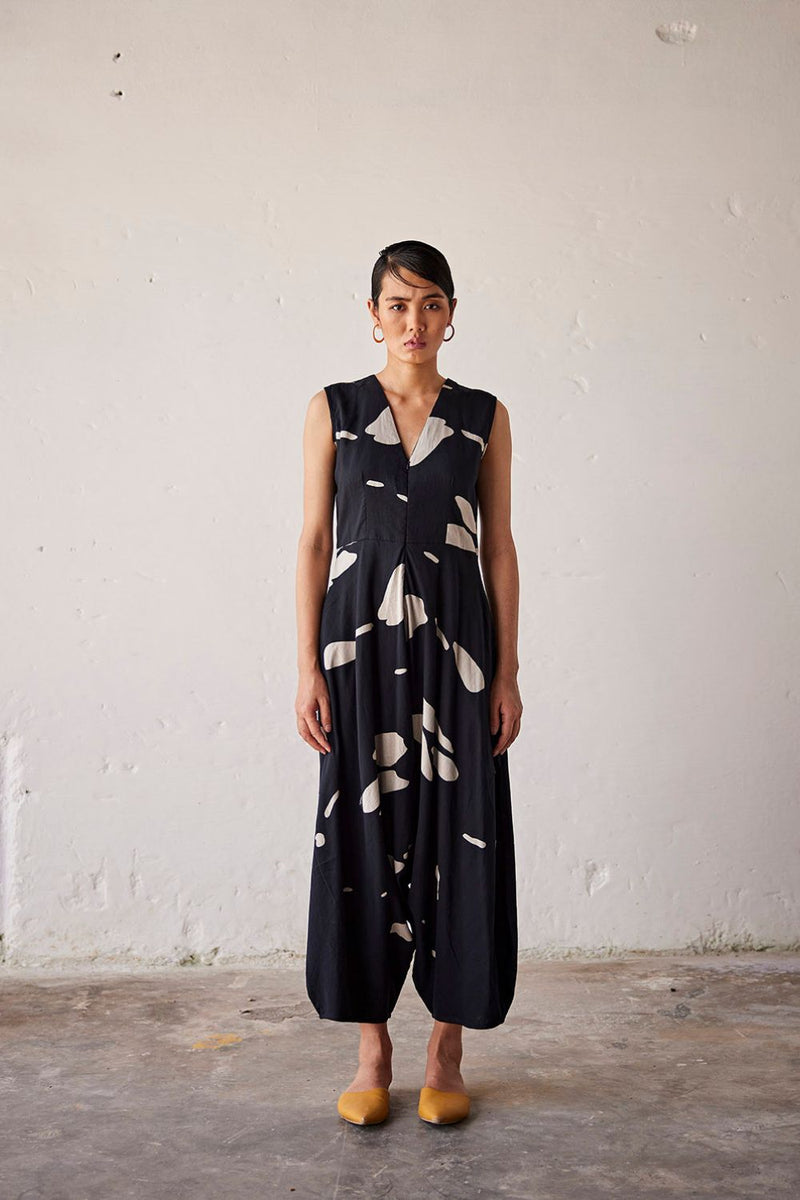 Midnight Fantasy Jumpsuit cotton Jumpsuits by Khara Kapas in black for women Worldwide