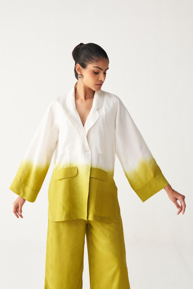DIP DYE JACKET-LIME silk by THREE for women Worldwide