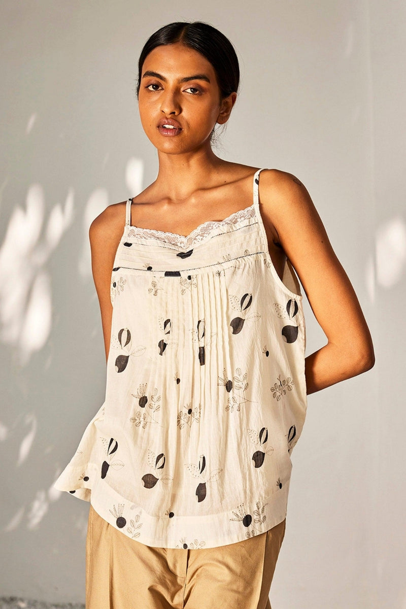 Anar Top cotton top/shirt by Khara Kapas in off white for women Worldwide