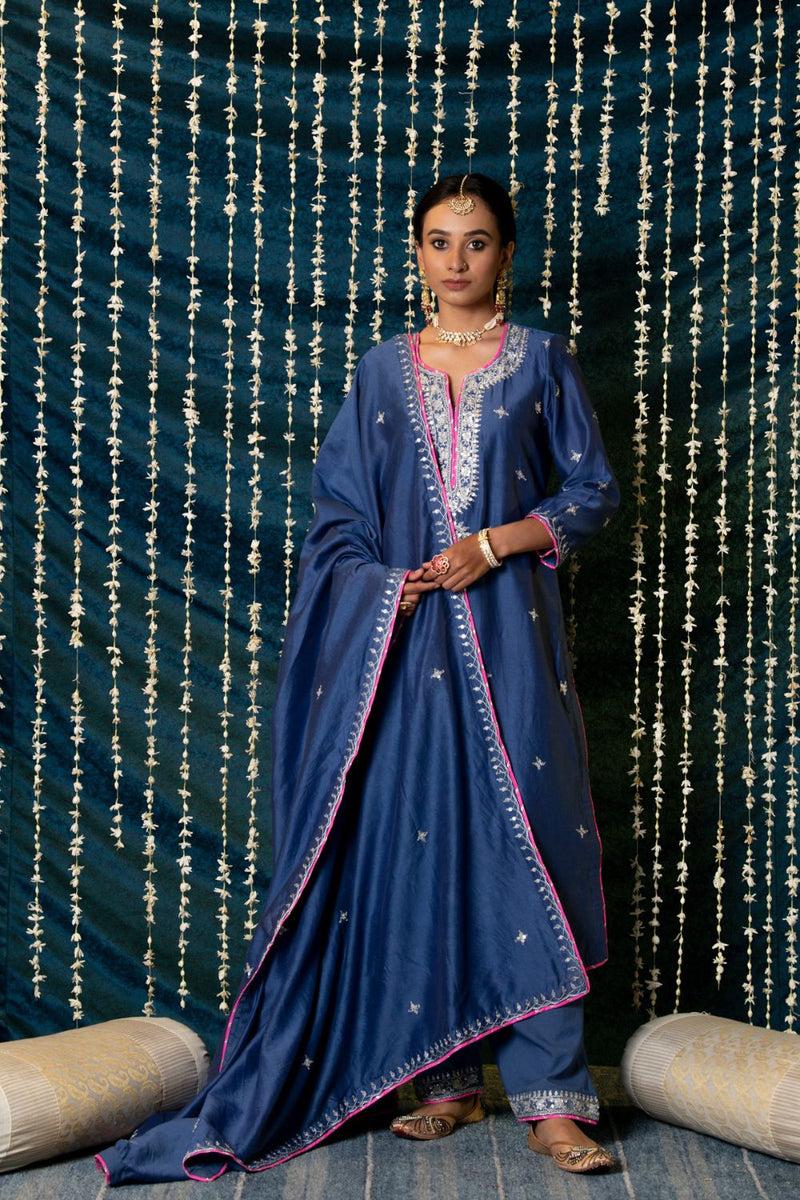 Saanjh Kurta Set silk by Maison Shefali for women Worldwide