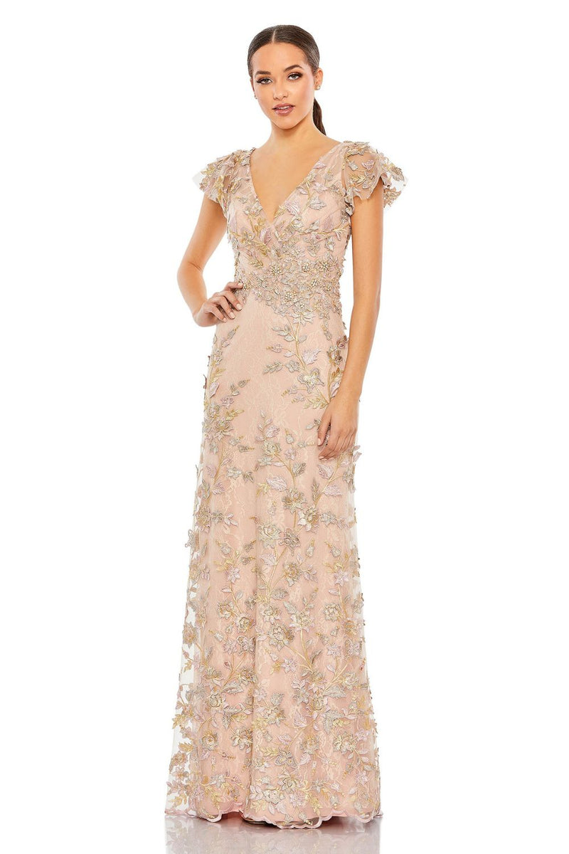 MD-68192 Embroidered Long Dress-Peach by Mac Duggal in peach color for women Worldwide