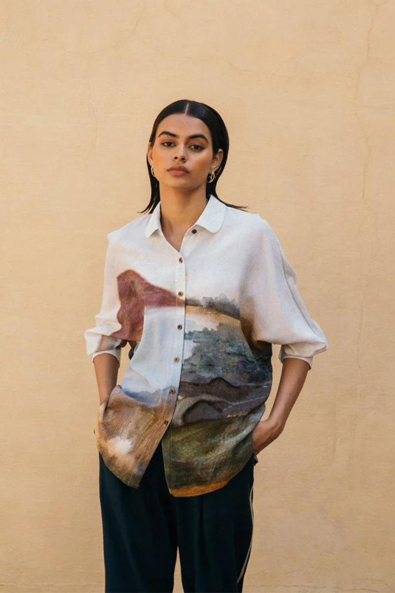 Kiera Shirt - Canyon Print cotton Top & Tunics,Shirt by CORD for women Worldwide