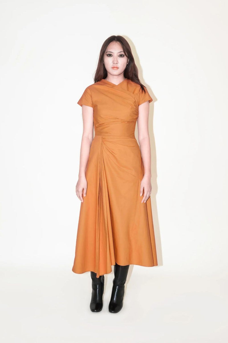 Petra Draped Dress 100% cotton by Leh Studios in multi color for women Worldwide