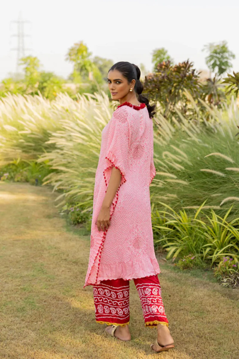 VOF KAFTAN-LIGHT PINK silk by Dyelogue in pink color for women Worldwide