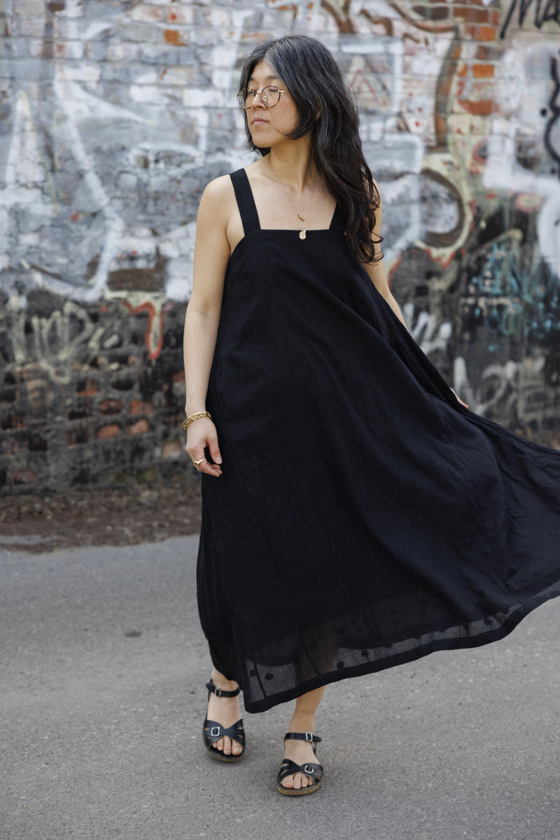 Everywhere Dress/ Vacation dress / Weekend dress-Black 100% cotton by World of Crow in black color for women Worldwide