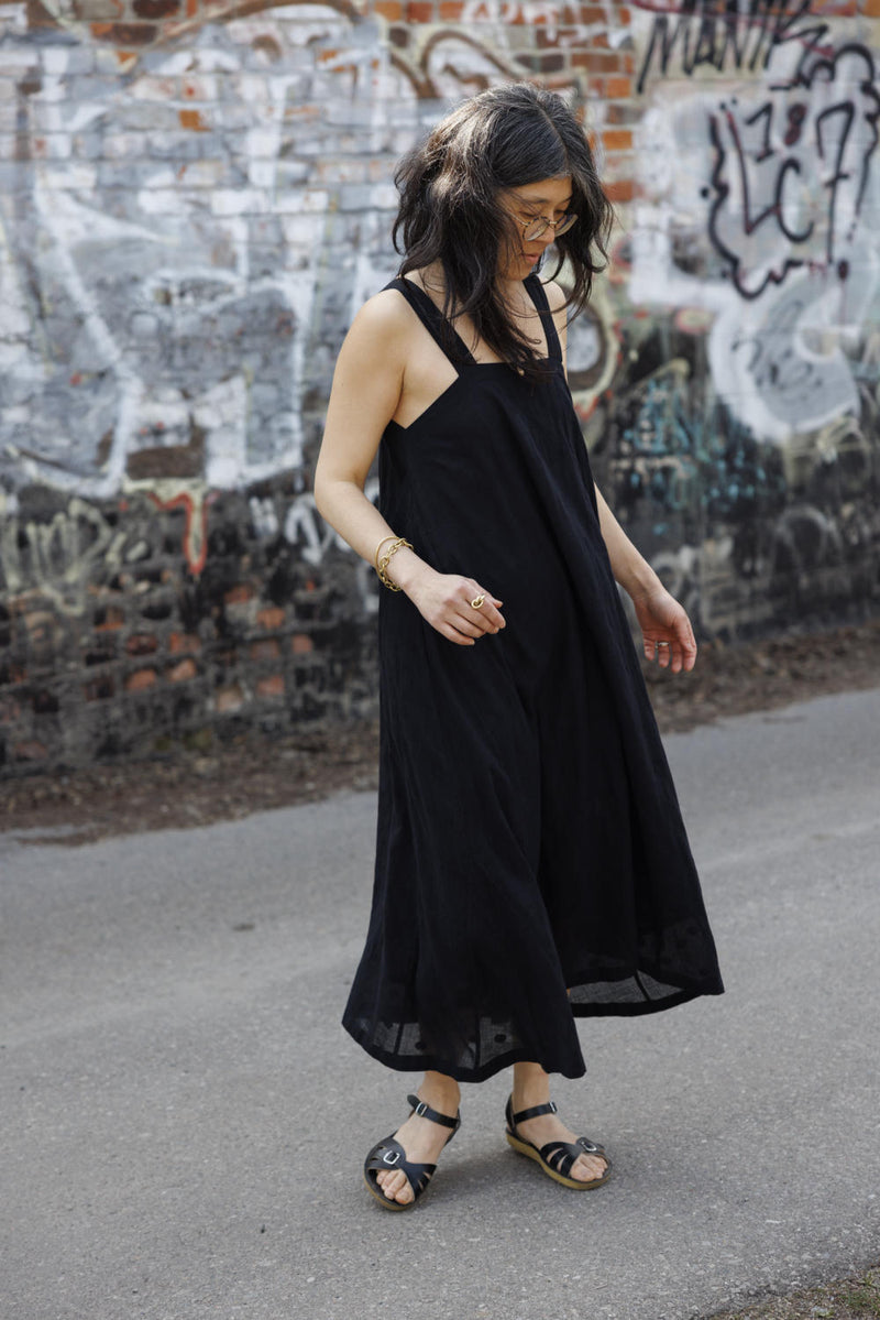 Everywhere Dress/ Vacation dress / Weekend dress-Black 100% cotton by World of Crow in black color for women Worldwide