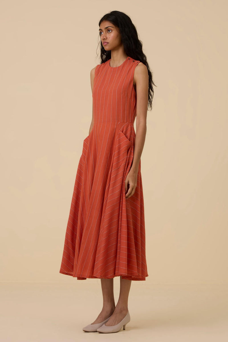 Valentino Orange Cotton Midi Dress cotton by The Summer House in orange color for women Worldwide