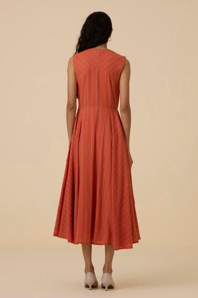 Valentino Orange Cotton Midi Dress