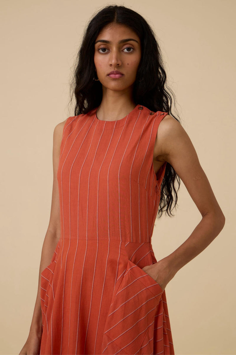 Valentino Orange Cotton Midi Dress cotton by The Summer House in orange color for women Worldwide