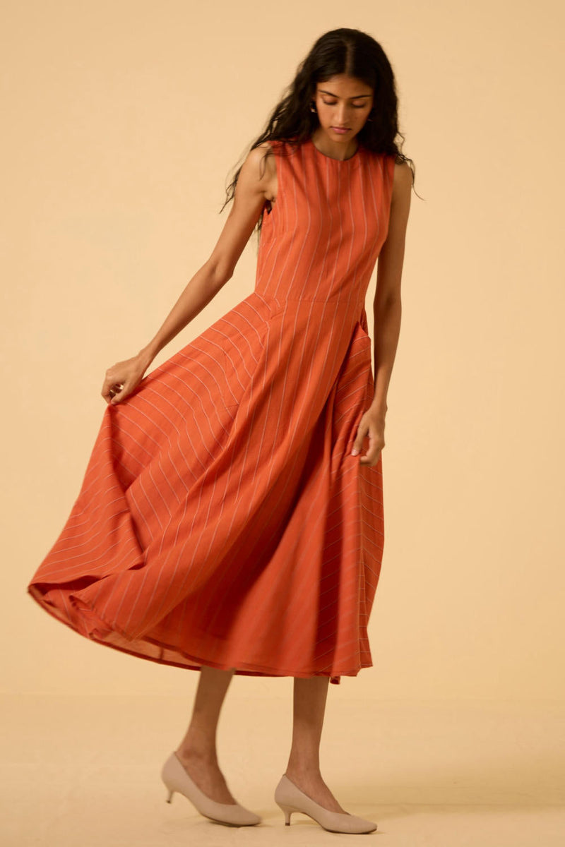 Valentino Orange Cotton Midi Dress cotton by The Summer House in orange color for women Worldwide