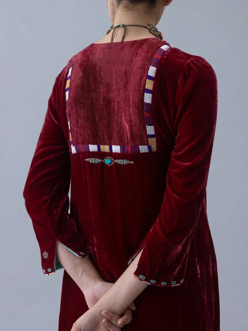 Varja Kurta-Red silk by Shades of India in red color for women Worldwide