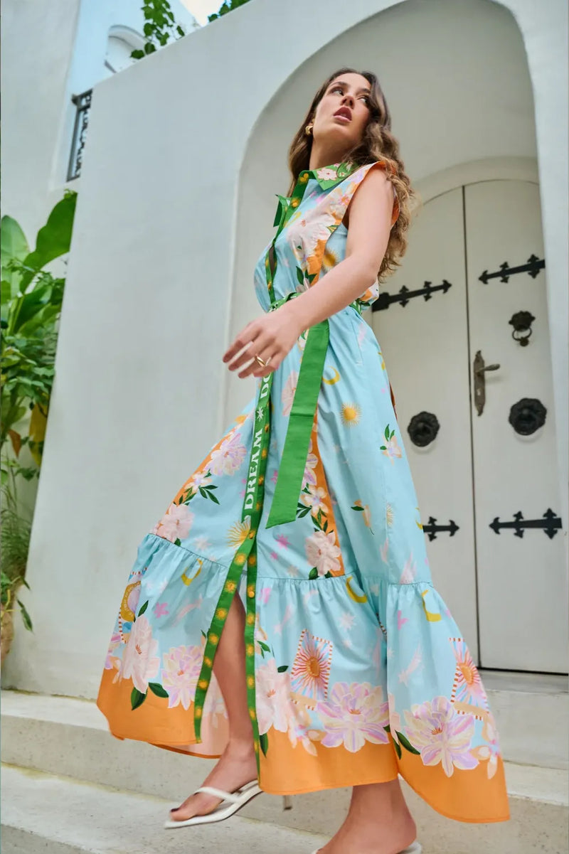 Vega Maxi - Azure poplin by NOIB for women Worldwide